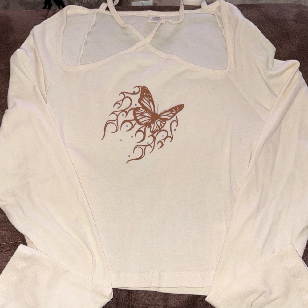 Urban Outfitters Long Sleeve Top with Butterfly Design